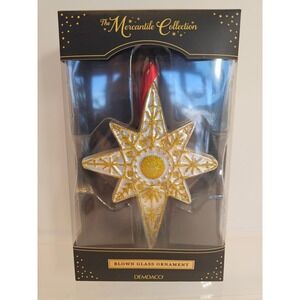 DEMDACO Mercantile Collection Blown Glass Star of Bethlehem Christmas Ornament